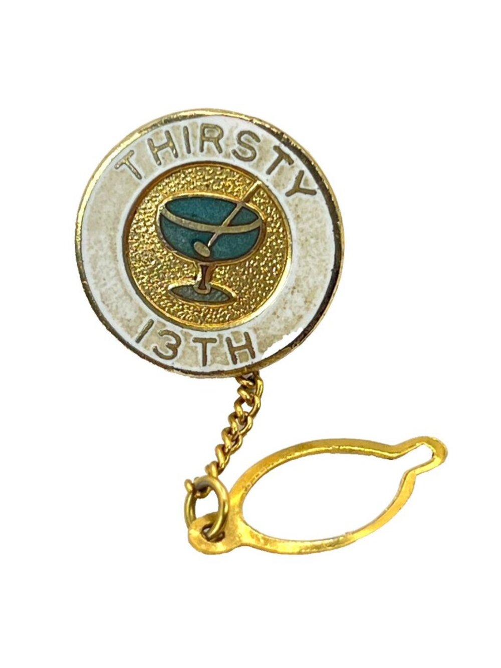 US Army Air Corps Thirsty 13th Martini Lapel Tie Tack WWII 13th Troop Carrier